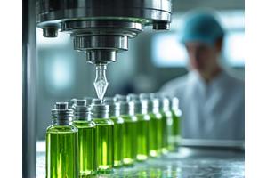 香料の品質管理と生産ラインの様子